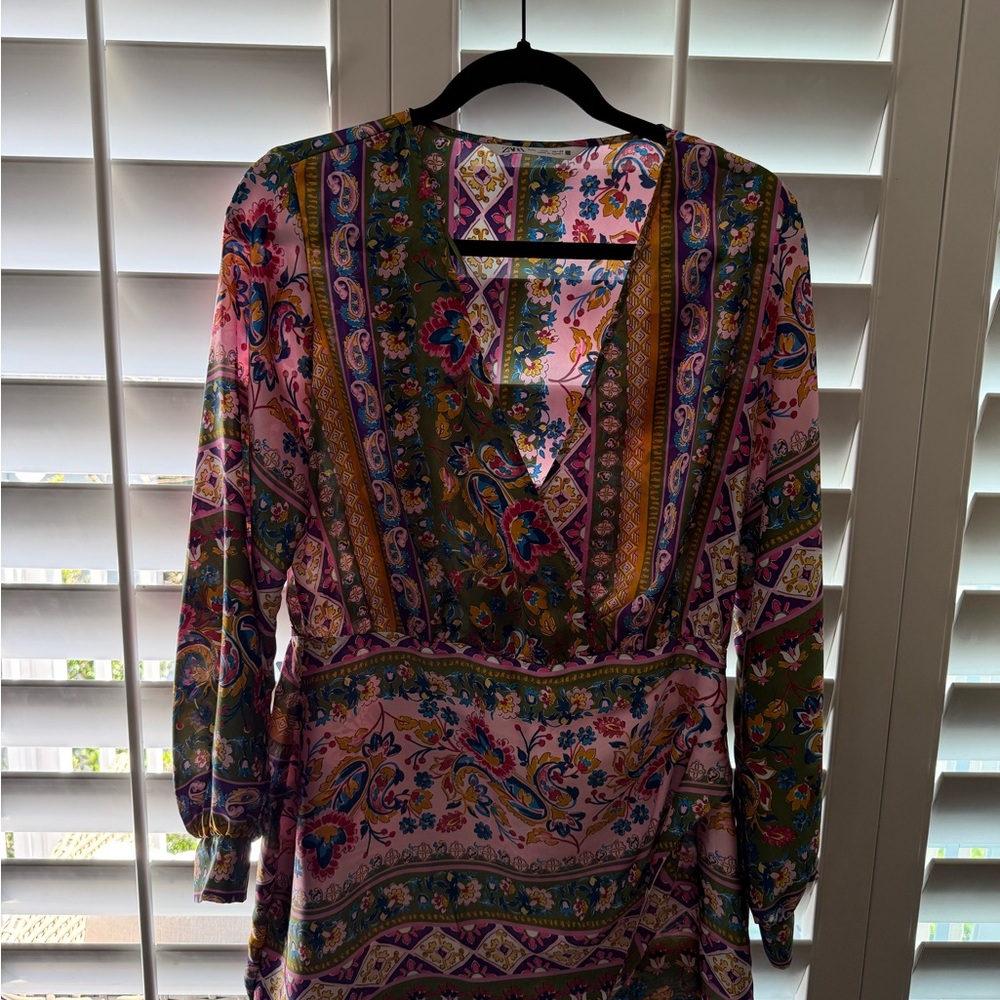 Colorful Paisley V-Neck Dress